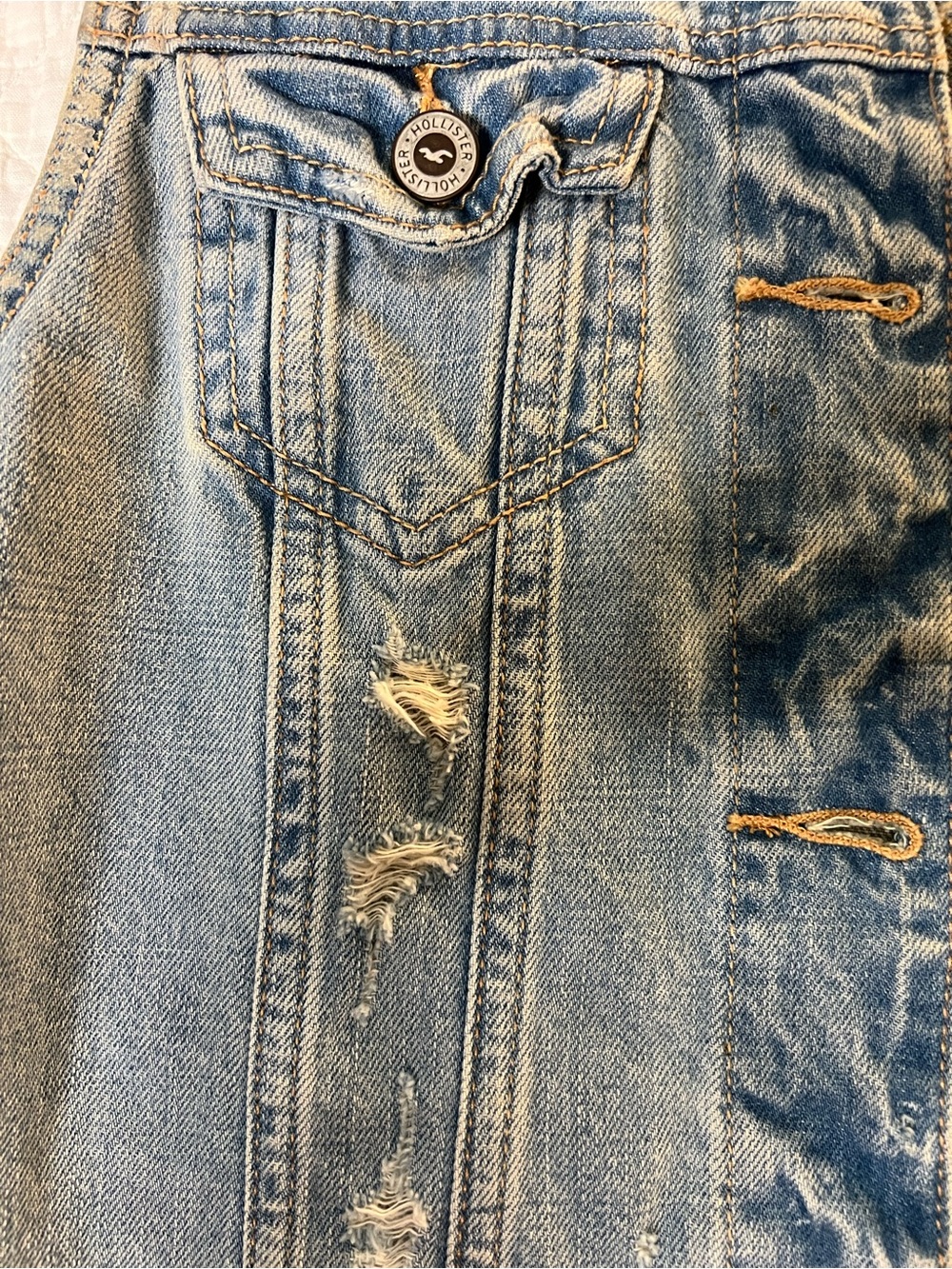 Hollister Light Blue Denim Vest Jacket Women’s Large Light Wash - Picture 4 of 5